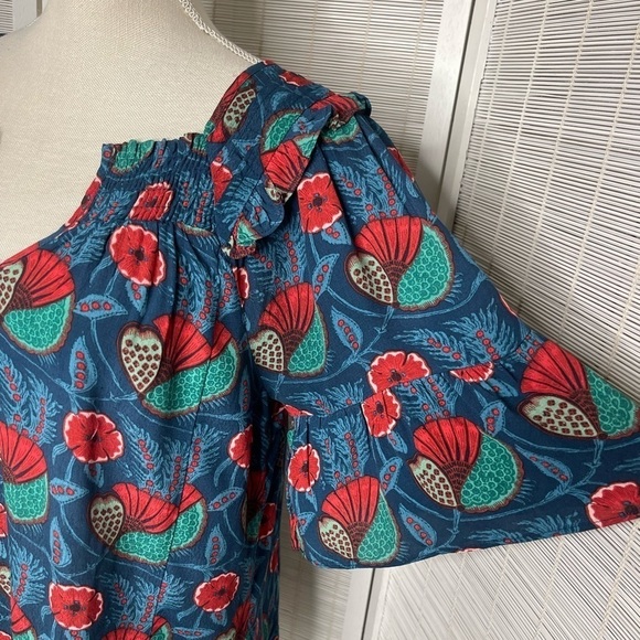 Maeve Anthropologie Lettia Smocked Floral Blouse Multicolored Size XS - Picture 3 of 8